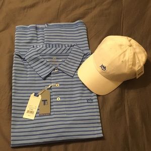 NWT Southern Tide Polo w/hat,shirt tag $85,hat $25